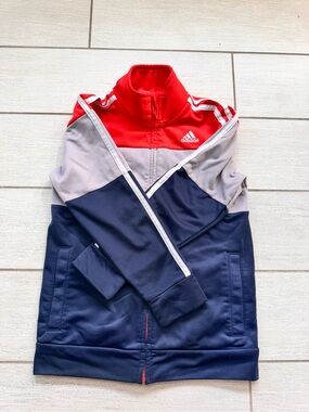 Adidas Colorblock Track Jacket - Red, Gray & Navy